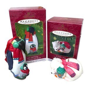 Hallmark Keepsake Ornaments Lot 2 Safe And Snug A Little Nap Penguins Polar Bear